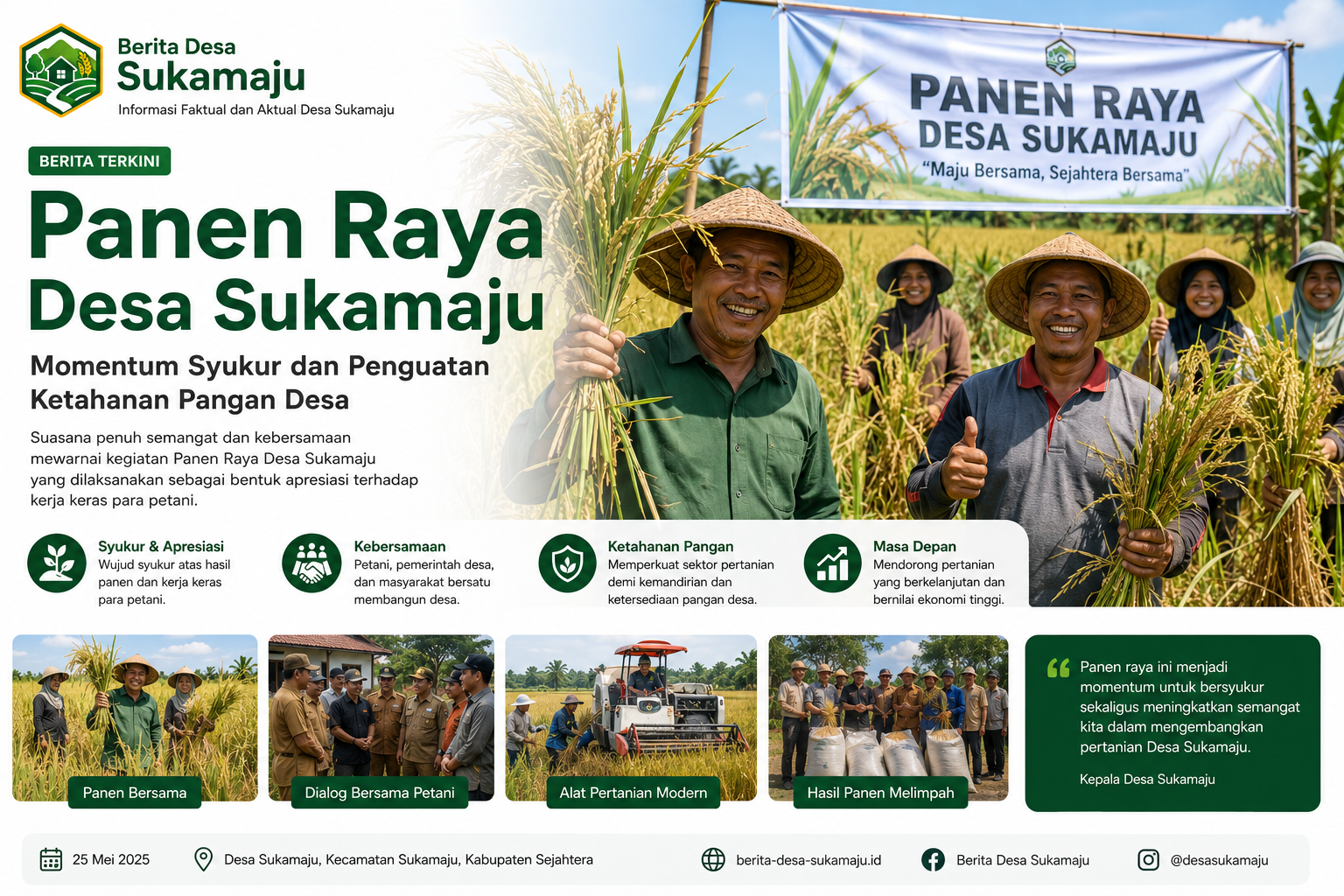 Panen Raya Desa Sukamaju, Momentum Syukur dan Penguatan Ketahanan Pangan Desa