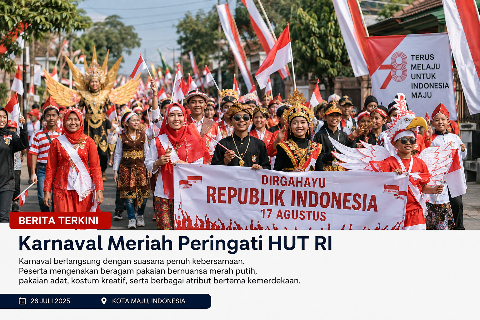 Semarak Karnaval 17 Agustusan Desa Sukamaju, Warga Rayakan Kemerdekaan dengan Penuh Antusias