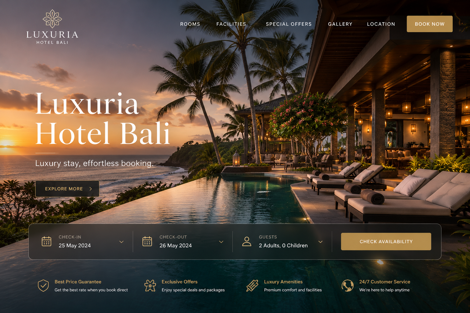 Luxury stay, effortless booking.