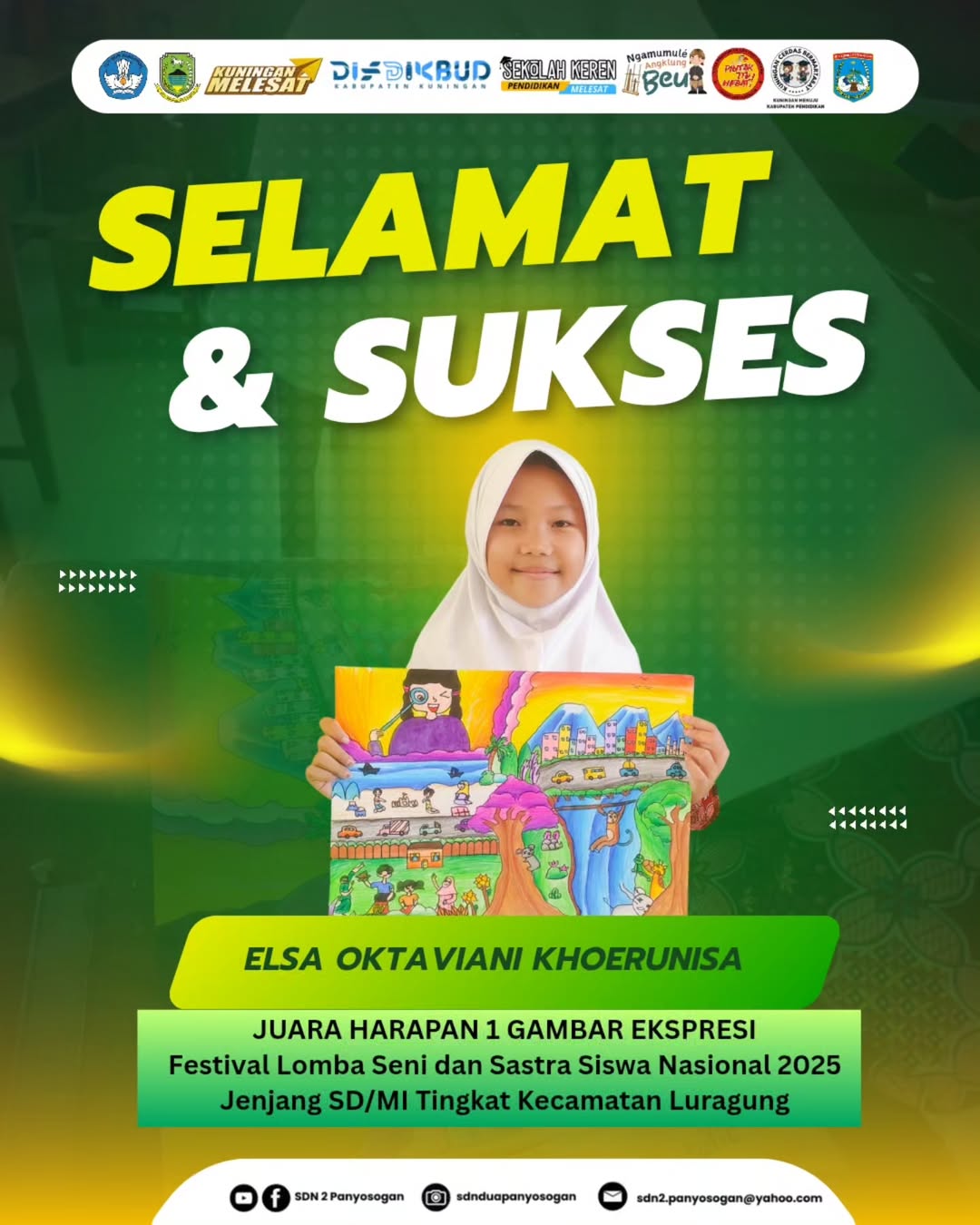 Juara Harapan 1 Gambar Ekspresi pada Lomba FSL3N Jenjang SD Tingkat Kecamatan Luragung Tahun 2025