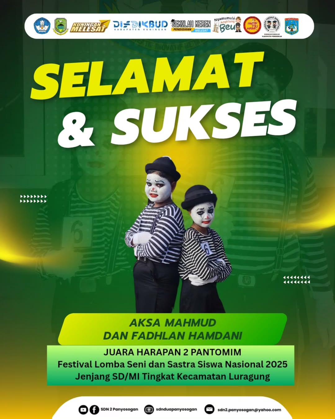Juara Harapan 2 Pantomim pada Lomba FSL3N Jenjang SD Tingkat Kecamatan Luragung Tahun 2025